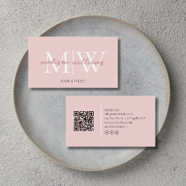 Monogram Blush Pink Hair Stylist QR Code 名刺