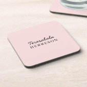 Monogram Blush Pink Modern Minimalist Feminine コースター (左側)