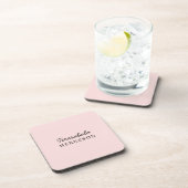 Monogram Blush Pink Modern Minimalist Feminine コースター (右側)