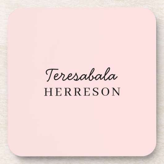 Monogram Blush Pink Modern Minimalist Feminine コースター (正面)