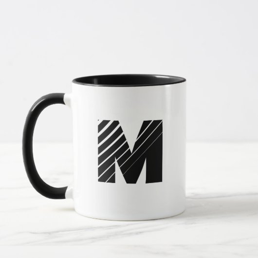 Monogram Bold Modern Black White Mug マグカップ (左)