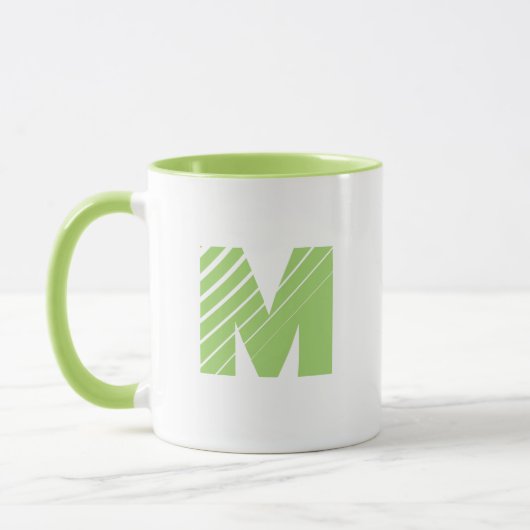 Monogram Bold Modern Lime Green White Mug マグカップ (左)