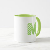 Monogram Bold Modern Lime Green White Mug マグカップ (正面右)