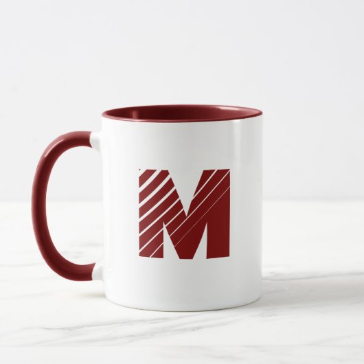 Monogram Bold Modern Maroon White Mug マグカップ (左)