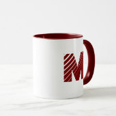 Monogram Bold Modern Maroon White Mug マグカップ (正面右)