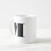 Monogram Bold Modern Minimalist Black White Mug コーヒーマグカップ (正面左)