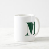 Monogram Bold Modern Minimalist Green White Mug コーヒーマグカップ (正面右)