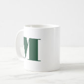Monogram Bold Modern Minimalist Green White Mug コーヒーマグカップ (正面左)