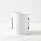 Monogram Bold Modern Minimalist Green White Mug コーヒーマグカップ (中央)