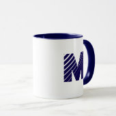 Monogram Bold Modern Navy Blue White Mug マグカップ (正面右)