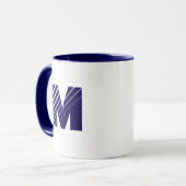 Monogram Bold Modern Navy Blue White Mug マグカップ (正面左)