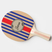 Monogram Border Custom First Name Sporty Stripes 卓球ラケット (横)