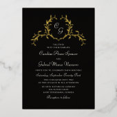 Monogram Botanical French Wedding 箔招待状 (正面)