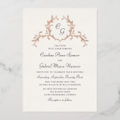 Monogram Botanical French Wedding 箔招待状 (正面)