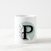 Monogram Botanical Leaf P letter classic mug コーヒーマグカップ (中央)