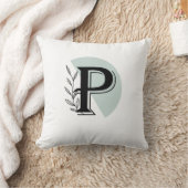  Monogram Botanical Leaf P letter Throw Pillow  クッション (ブランケット)