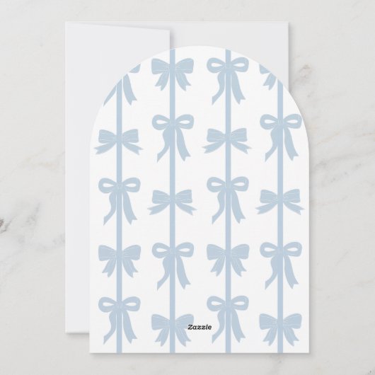 Monogram Bow Photo Christmas Flat Card - Blue シーズンカード (裏面)