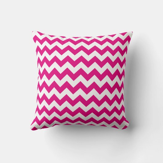 Monogram Bright Pink and White Chevron クッション (裏面)