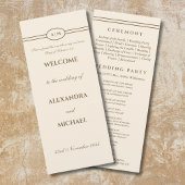 Monogram Brown Cream Christian Wedding Program プログラム