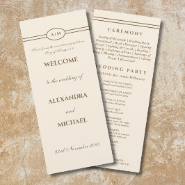 Monogram Brown Cream Christian Wedding Program プログラム