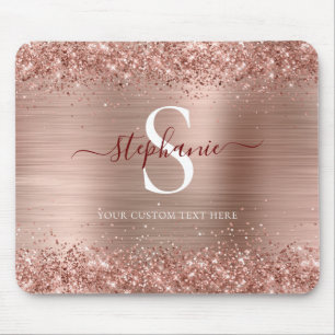 Monogram Brown Faux-Glitter Girly Glam マウスパッド