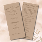 Monogram Brown Taupe Christian Wedding Program プログラム