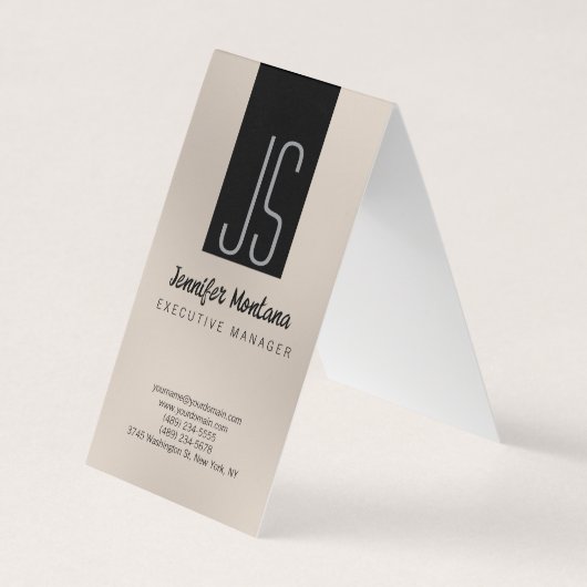 Monogram Browny Beige Black Manager Business Card 名刺 (正面)