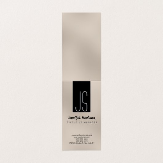 Monogram Browny Beige Black Manager Business Card 名刺 (外部フラット)