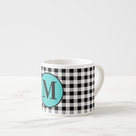 Monogram Buffalo Check & Turquoise 6oz. エスプレッソカップ (正面右)