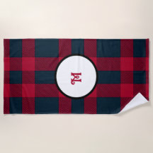 Monogram buffalo plaid Towel