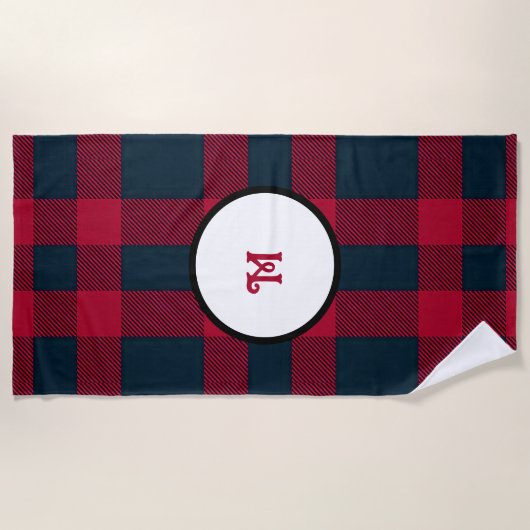 Monogram buffalo plaid Towel ビーチタオル (正面)