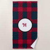 Monogram buffalo plaid Towel ビーチタオル (正面)