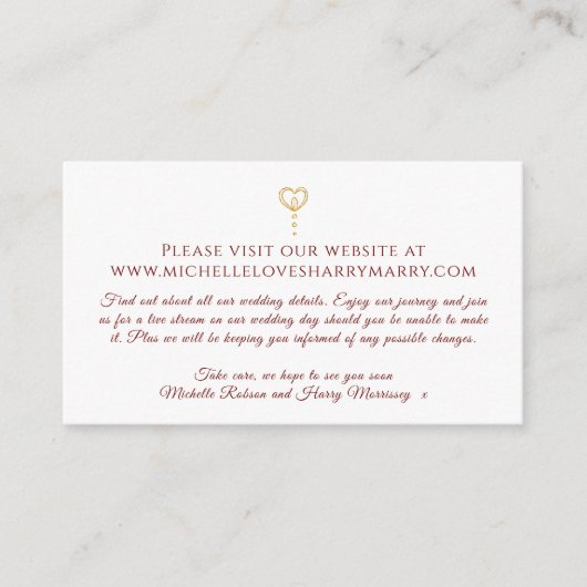 Monogram Burgundy金ゴールドの白いウェブサイト情報 エンクロージャーカード (正面)