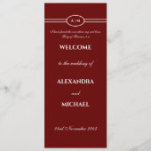 Monogram Burgundy Christian Wedding Program プログラム (正面)
