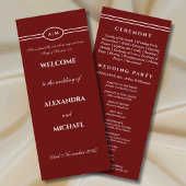 Monogram Burgundy Christian Wedding Program プログラム