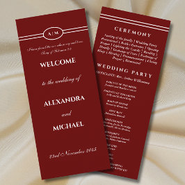 Monogram Burgundy Christian Wedding Program プログラム