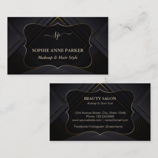 Monogram Calligraphy Gold Professional Makeup 名刺 (正面/裏面)