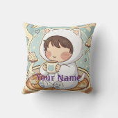 Monogram Cat Pillow Cozy Reading Nook Decor クッション (裏面)