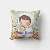 Monogram Cat Pillow Cozy Reading Nook Decor クッション (正面)