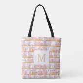 Monogram Cats Library Book Tote Bag Girly Pink トートバッグ (裏面)