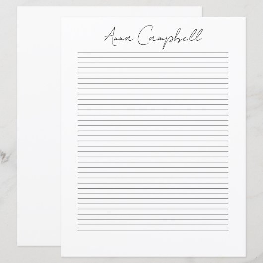 Monogram Chic Script Name Stationery Paper (正面/裏面)