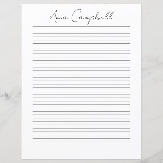 Monogram Chic Script Name Stationery Paper (正面)
