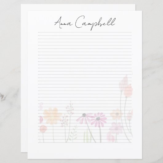Monogram Chic Script Name Stationery Paper (正面/裏面)