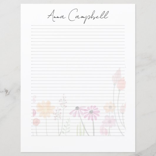 Monogram Chic Script Name Stationery Paper (正面)