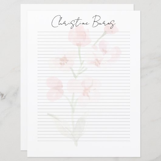 Monogram Chic Script Name Stationery Paper (正面/裏面)