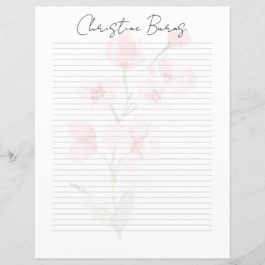 Monogram Chic Script Name Stationery Paper (正面)