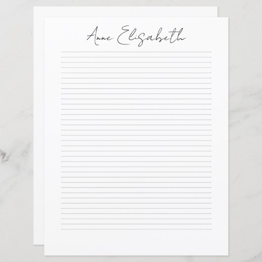 Monogram Chic Script Name Stationery Paper (正面/裏面)