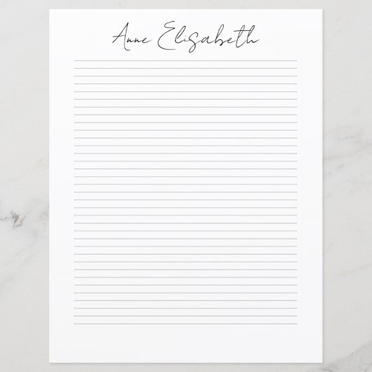 Monogram Chic Script Name Stationery Paper (正面)