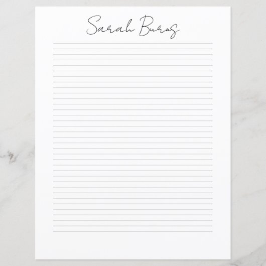 Monogram Chic Script Name Stationery Paper (正面)