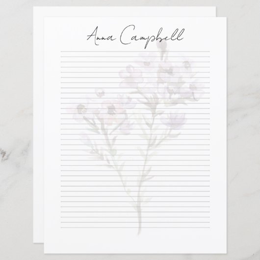 Monogram Chic Script Name Stationery Paper (正面/裏面)